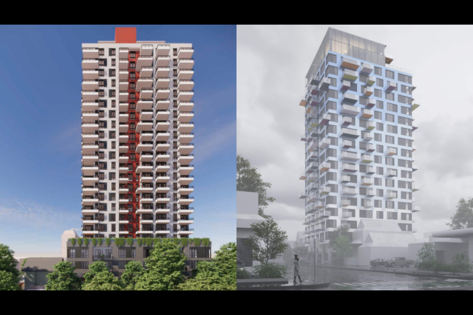 Towers have been proposed for 2226 W 8th Ave. (left) and 1855 W 2nd Ave (right).