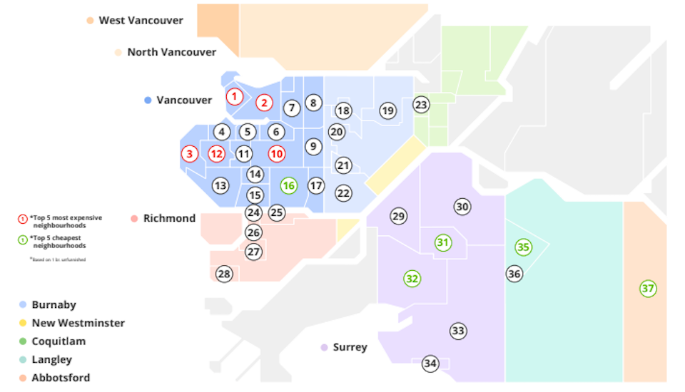2024年2月温哥华的租金：最便宜的社区