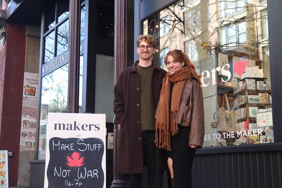 Makers co-founders Adam Sharanewych (left) and Veronica Kos have grown their operation to nearly two dozen locations across the country, including its Gastown shop in Vancouver seen here.