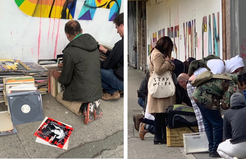 vinyls scattered on East Hastings street 