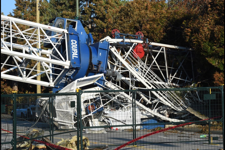 The collapsed crane blocking Vancouver's West 41st Avenue is being demolished.