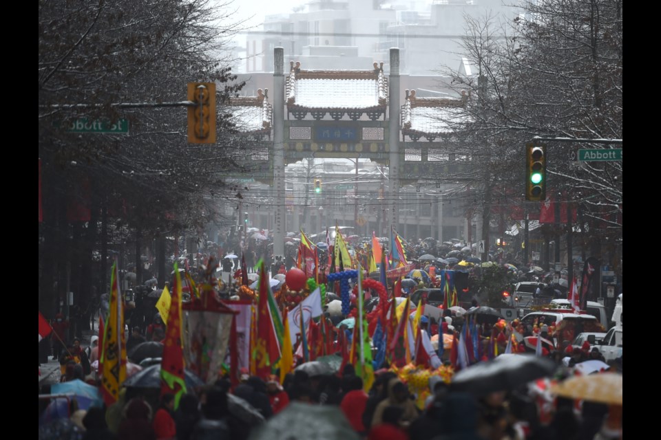 The annual Chinatown Spring Festival Parade celebrating Lunar New Year was hit by the first snow of 2025 for Vancouver.