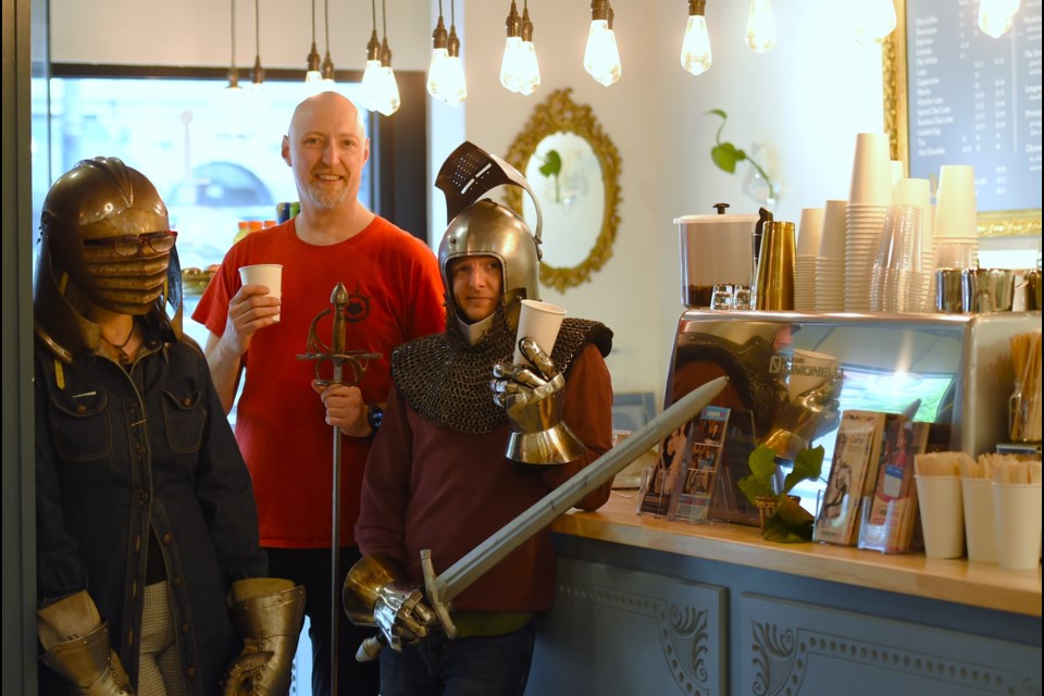 From left to right: Academie Duello operations manager Nikki Dexter, founder and Maestro d'Armi Devon Boorman, and Café Duello Manager Travis Smith.