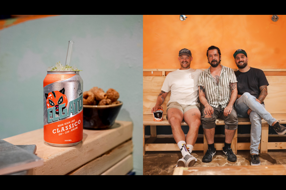 Left: El Gato Gab Gab will offer a Mexican botanero experience with cocktails, beers and snacks. Right: beverage director Joe Casson, executive chef Christian Chaumont and Boxset co-founder Cody Allmin.