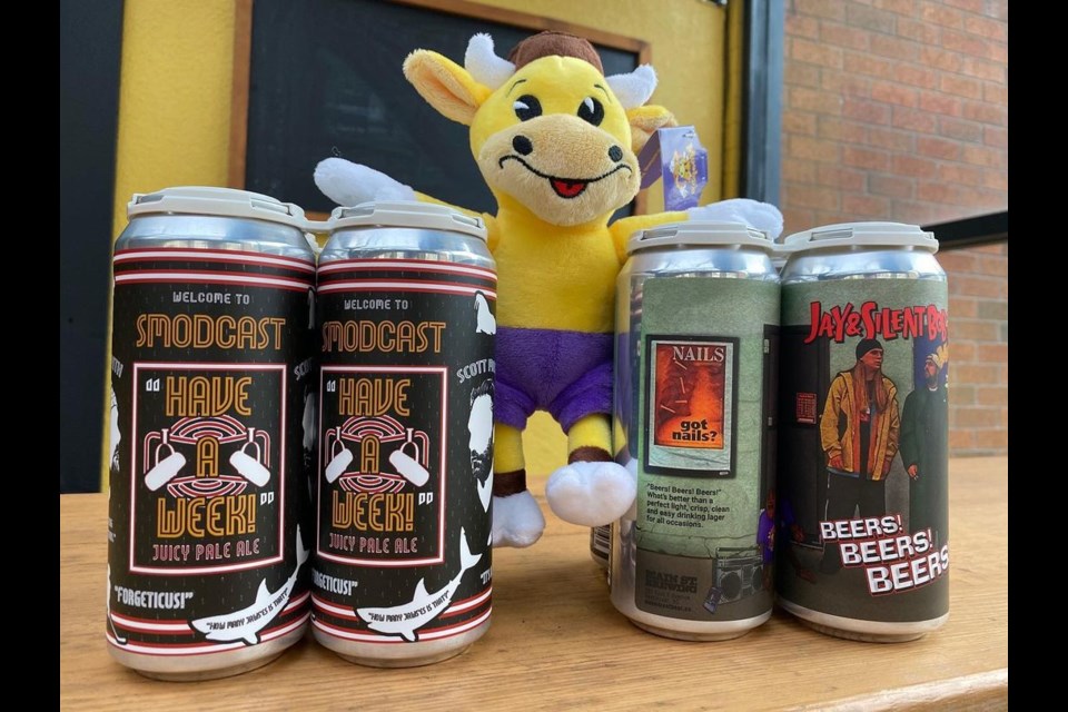 The two Kevin Smith beers with Mooby.