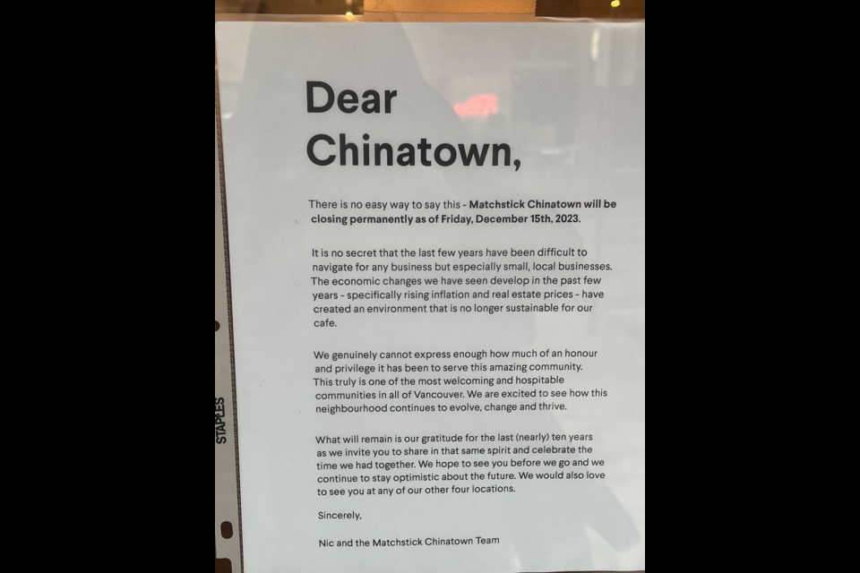 Matchstick coffee roaster closing Chinatown cafe Vancouver Is