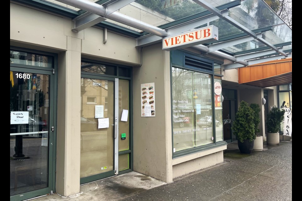 VietSub, a bánh mì and Vietnamese soup shop in Vancouver's West End, has closed.