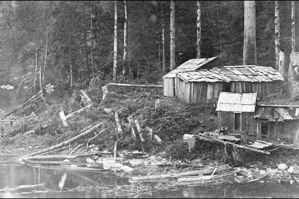 One of the first photos of the area now known as Vancouver, this photo from 1868 shows the dwellings of some of the local Squamish people who lived in what is now Stanley Park. A man can be seen sitting near the shore on the right side.
Reference code: AM54-S4-: St Pk N4