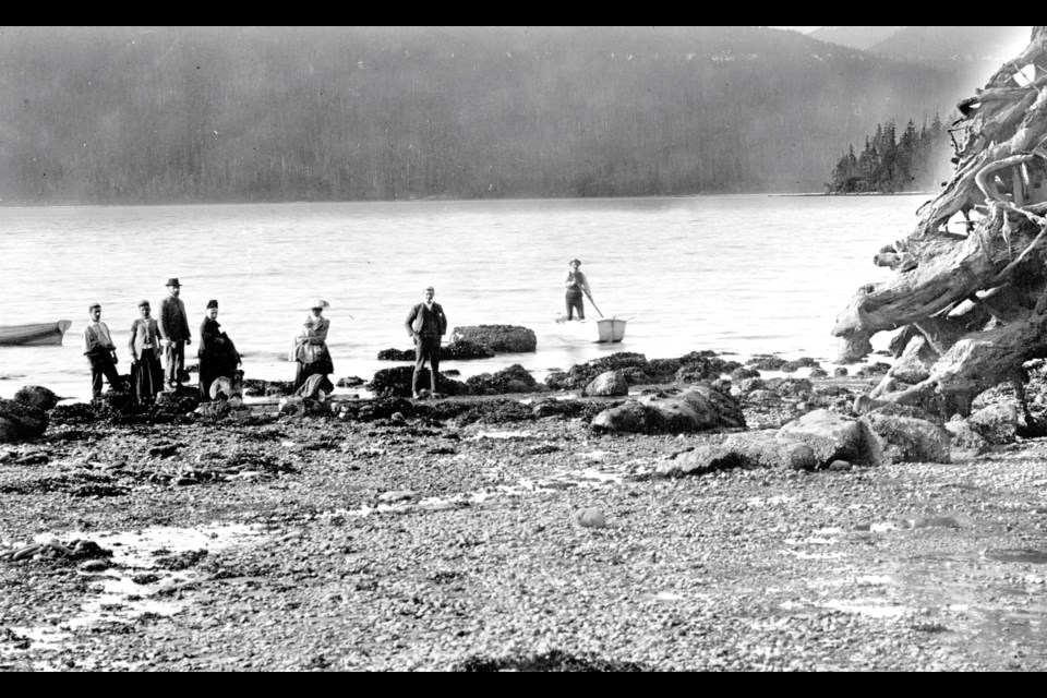A group go for a picnic May 25, 1893, down at Greer's Beach, which is what Kitsilano Beach was called for a while. This location is at the western edge of the beach near the foot of Trafalgar Street; the tip of Stanley Park can be seen in the background.
Reference code: AM54-S4-: Be P126