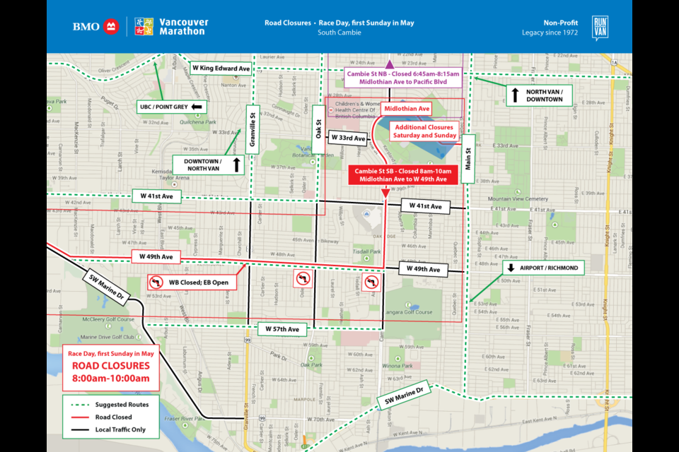 BMO Vancouver Marathon Road closures bus route changes