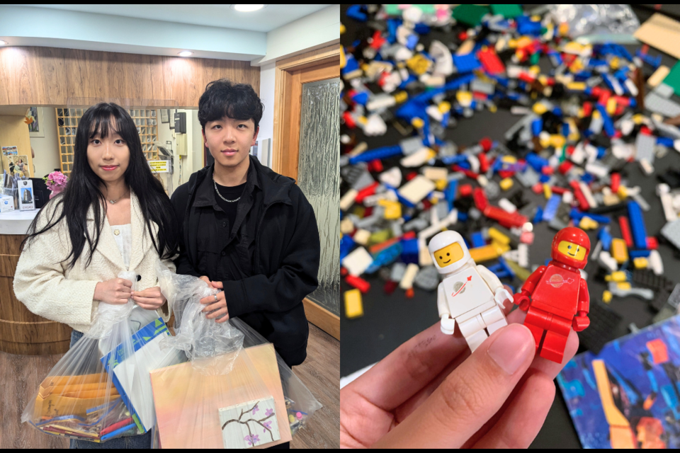 Elaine Han and Simon Wang are collecting and donating Lego and art supplies to local children's centres and senior homes in Vancouver.