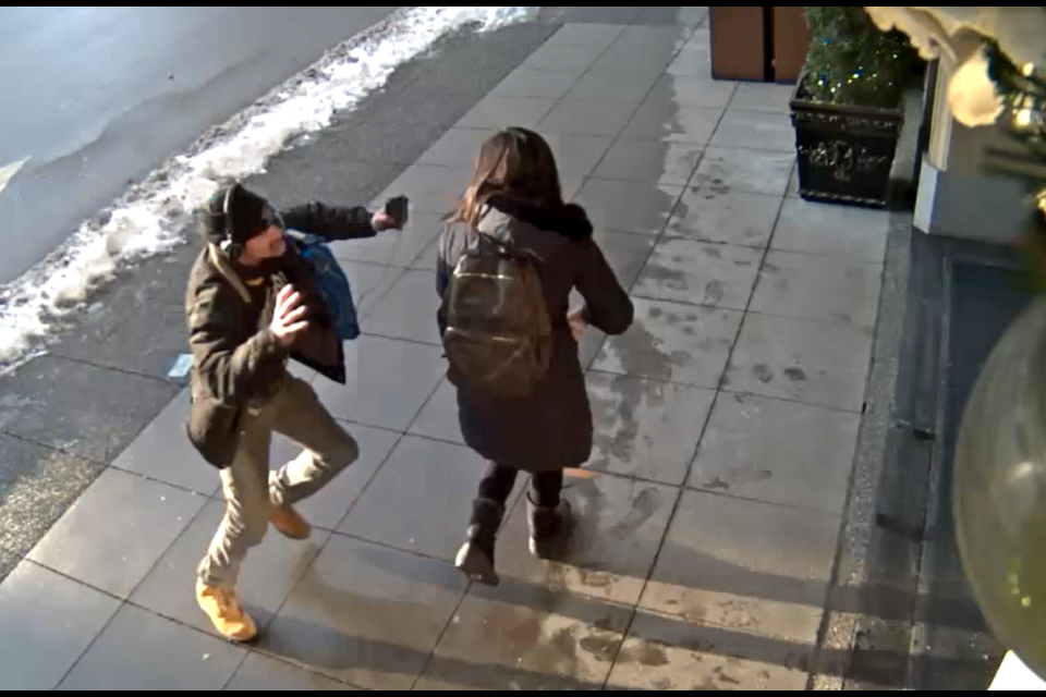 A video caught a man randomly attacking a woman in Vancouver.