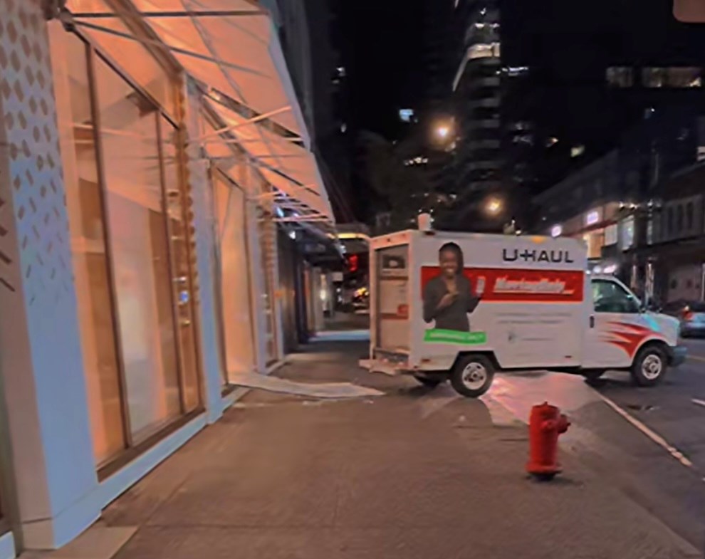 U Haul truck crashes Vancouver Cartier store in viral video