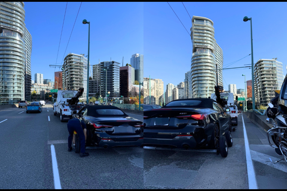 The Vancouver Police Department caught a person "weaving" and "speeding past" the VPD headquarters.