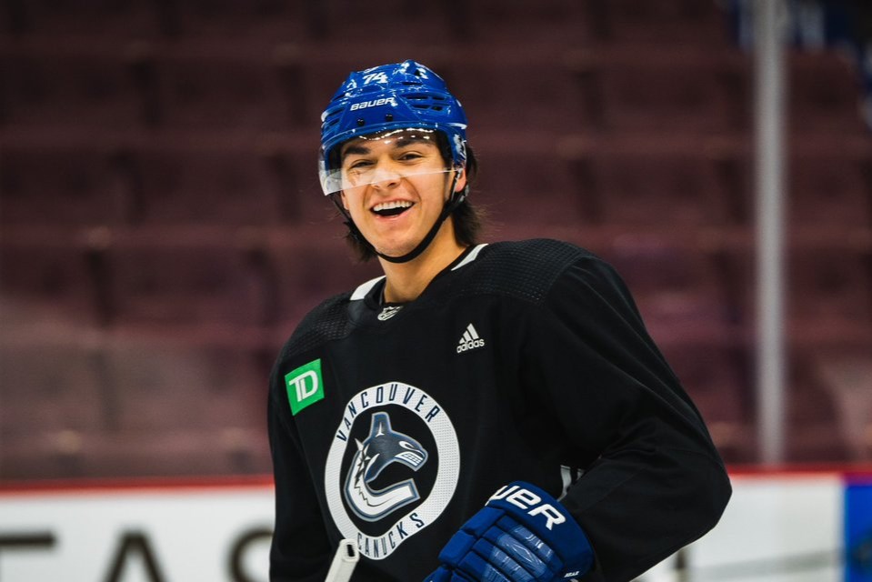 Scenes from Canucks practice: Ethan Bear and Jack Studnicka join