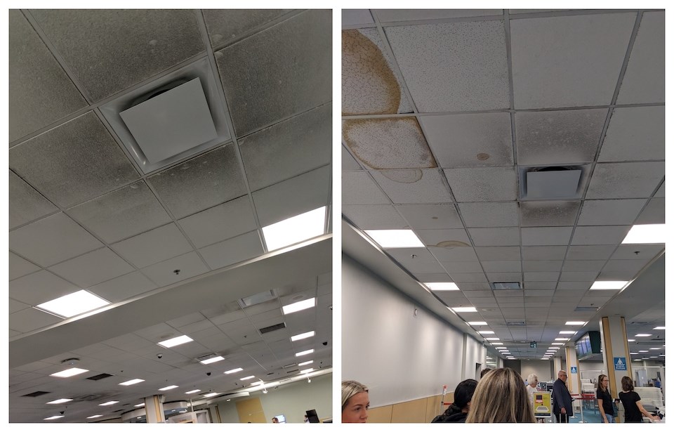 Dommages au plafond de l’aéroport YVR : un passager tweete des photos