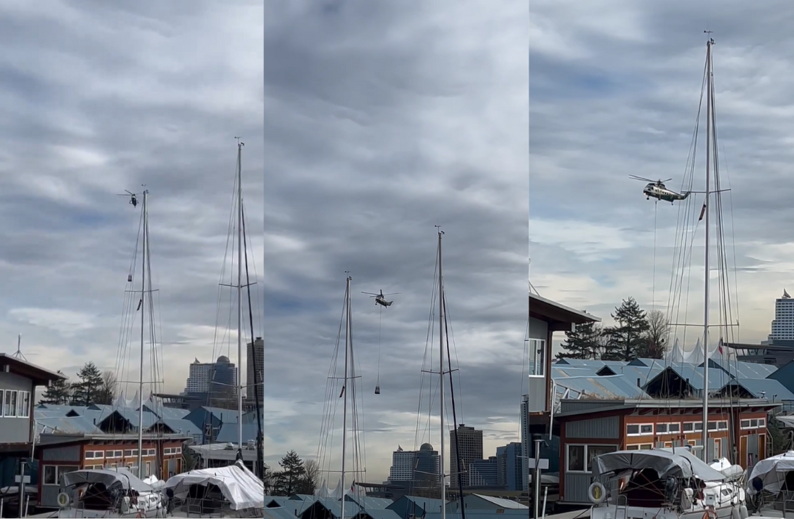 为什么一架巨型直升机在温哥华市区飞行？