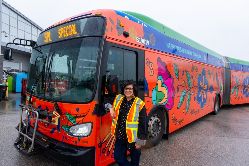 Punjabi artist Jag Nagra designed this year's Vaisakhi-themed TransLink bus wrap