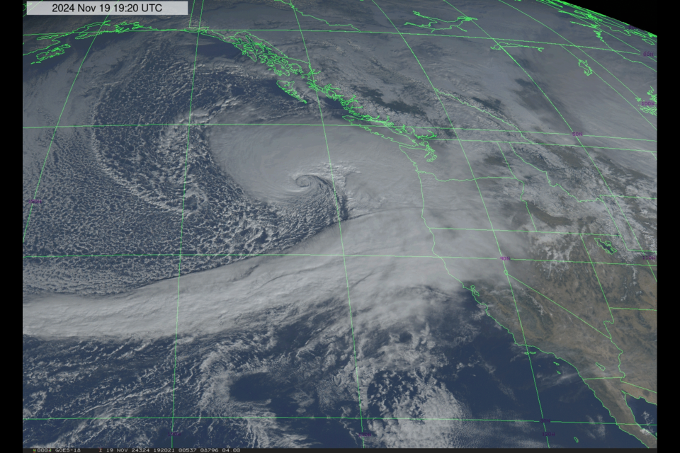 A system known as a bomb cyclone has developed west of Vancouver and will impact weather in the city and region for up to 24 hours starting Tuesday, Nov. 19.