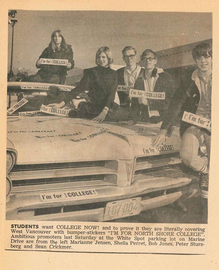  The push for a North Shore college culminated in a successful plebiscite in the spring of 1968. photo supplied Capilano University archive