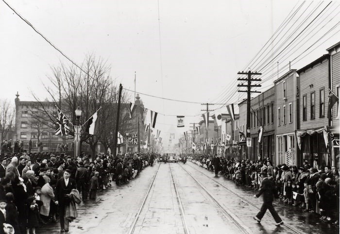  Royal visit on the 400 block of Powell Street in 1939. Nishihata-01 Japanese Canadian National Museum