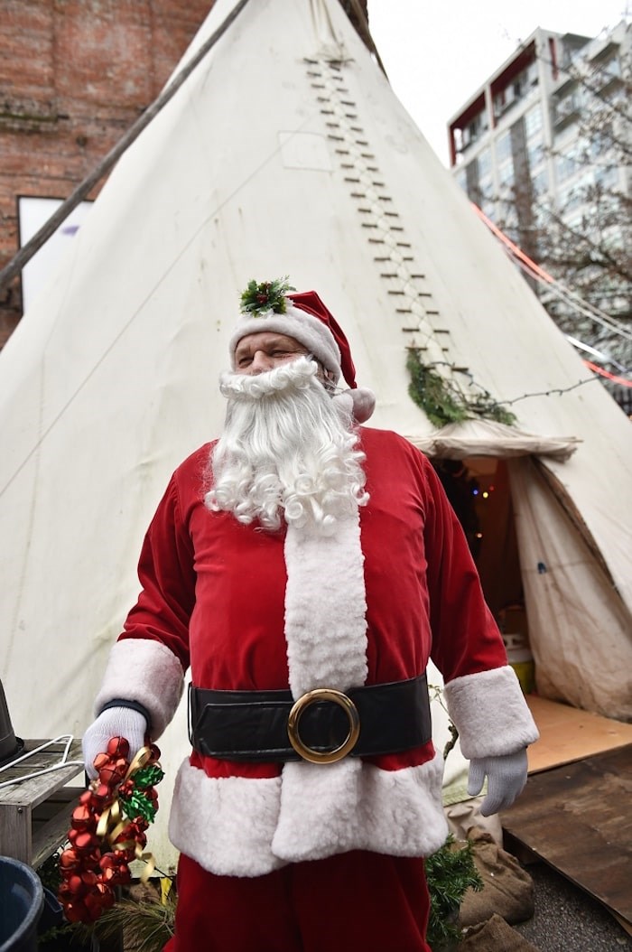  Joe Konkin describes his past as “rough and classified” but playing Santa Claus at the Downtown Eastside Market fills him with joy. Photo by Dan Toulgoet