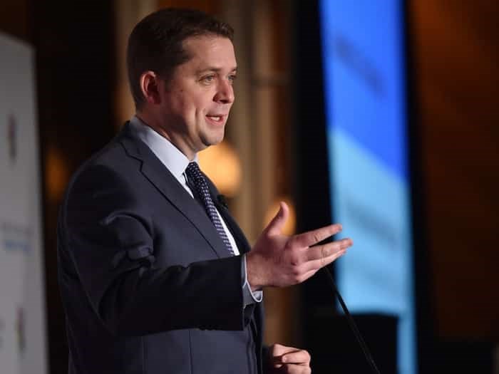  Federal Conservative Party leader Andrew Scheer speaking at a Greater 鶹ýӳBoard of Trade event in April 2019. Photo Dan Toulgoet