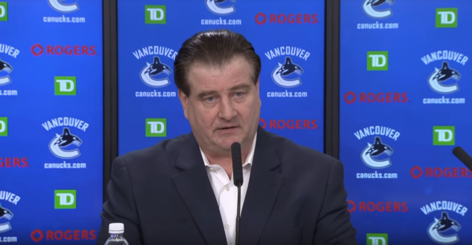 Jim Benning addresses the media after the 2018-19 Canucks season.