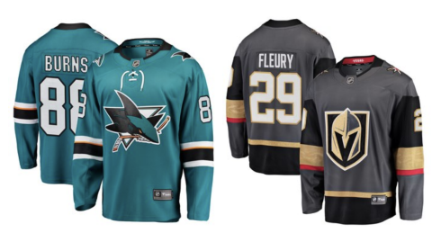 Sharks Golden Knights jerseys