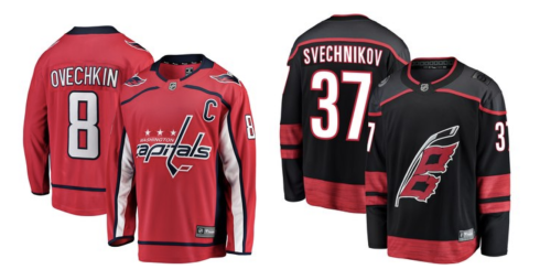 Capitals Hurricanes jerseys