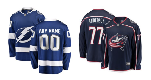 Lightning Blue Jackets jerseys