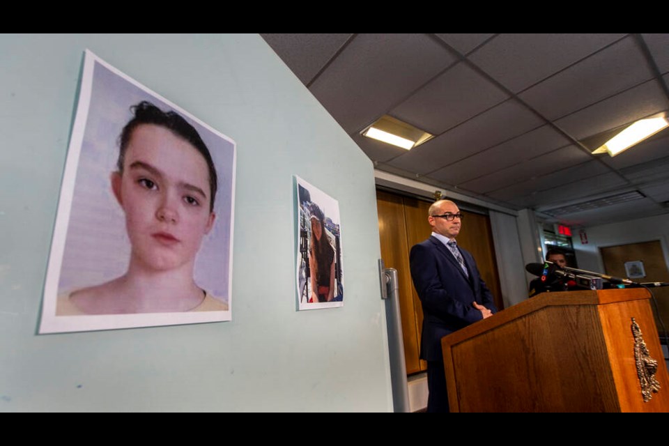 RCMP Staff. Sgt. Darrell Sandback makes a public appeal in the missing person investigation at Island District RCMP HQ in Victoria on Thursday. DARREN STONE, TIMES COLONIST 