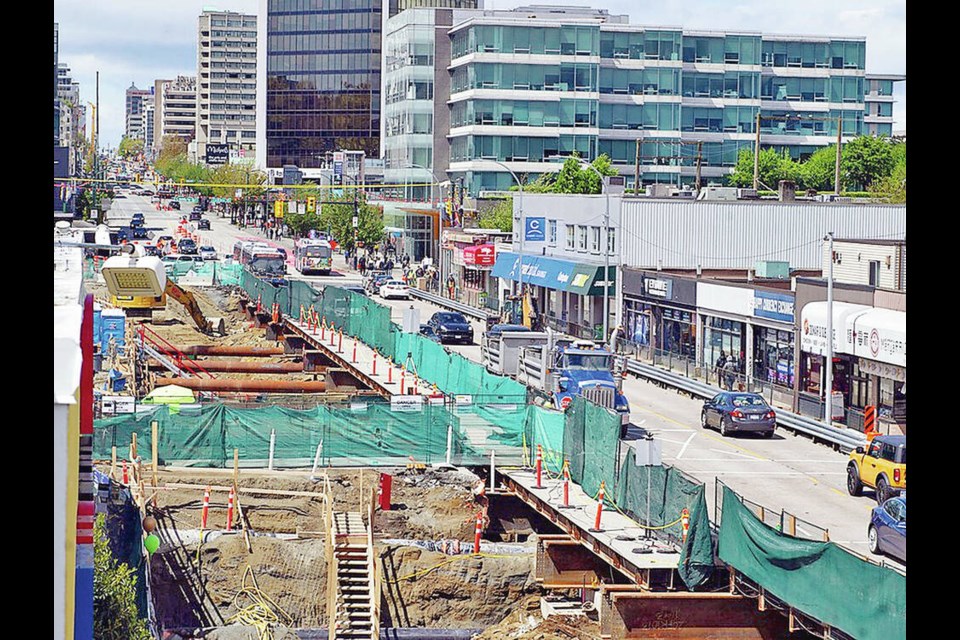 A new subway line is under construction on Broadway Avenue in Vancouver. It will be part of the cit's plan to revitalize the corridor with new homes, businesses and schools. JASON PAYNE, VANCOUVER SUN 