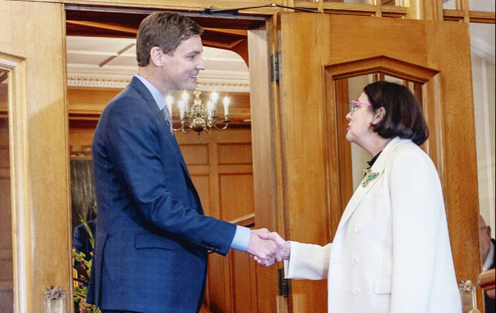 David Eby talks to Lt.-Gov. Janet Austin at Government House on Wednesday, Oct. 26, 2022. DARREN STONE, TIMES COLONIST 