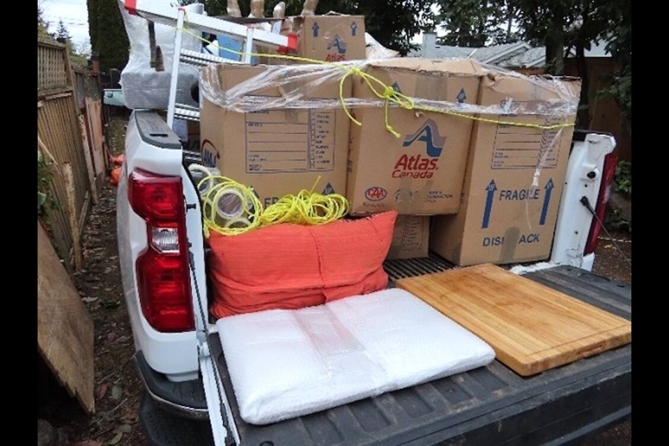 Some of the stolen items loaded into a pickup. Via West Shore RCMP. 