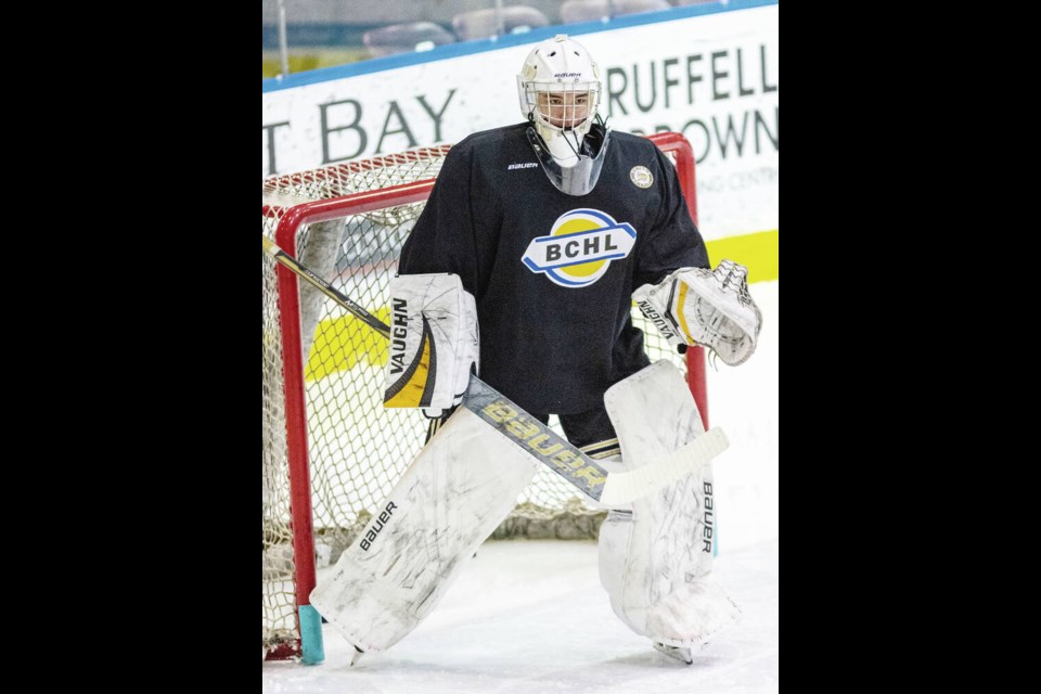 Grizzlies rookie goaltender Oliver Auyeung-Ashton has racked up three shutouts this season. DARREN STONE, TIMES COLONIST 