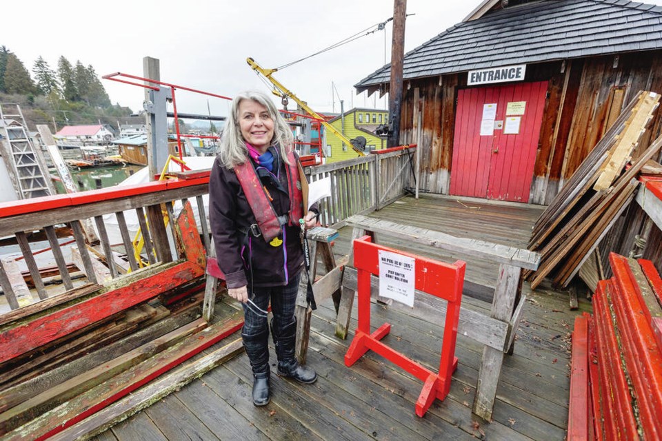 Cowichan Wooden Boat Society director Sylvia Berryman on the nearly 100-year-old pier. DARREN STONE, TIMES COLONIST 