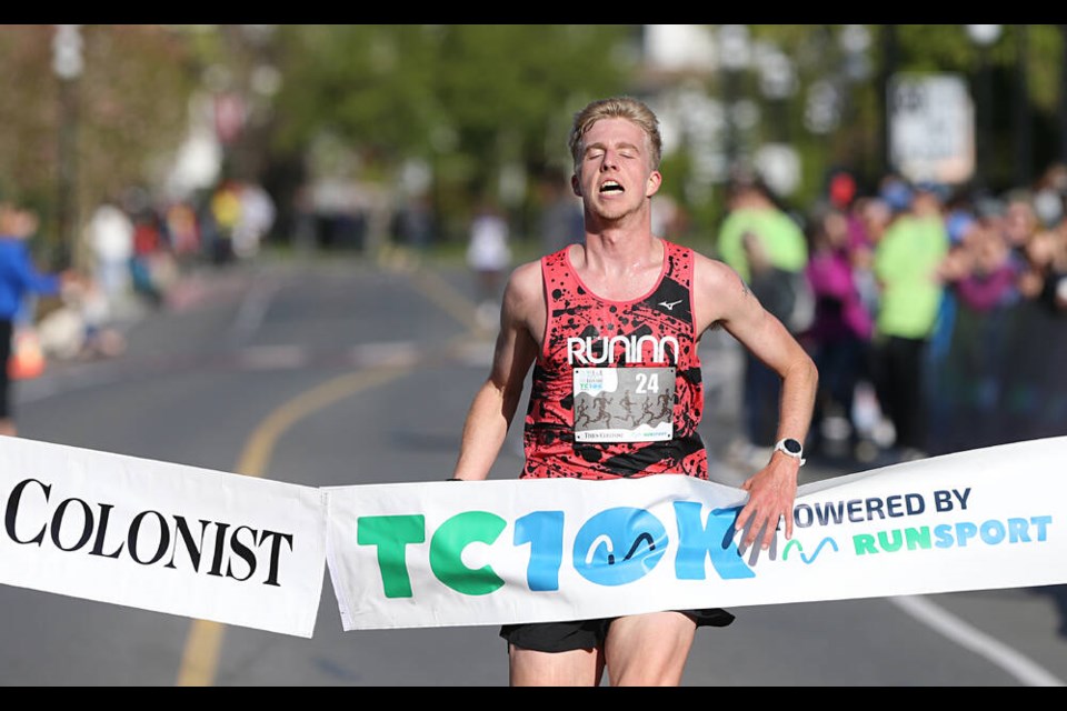 2023 saʴý 10K: Thomas Nobbs finished first in the men's category in 29:43.0. ADRIAN LAM, TIMES COLONIST 