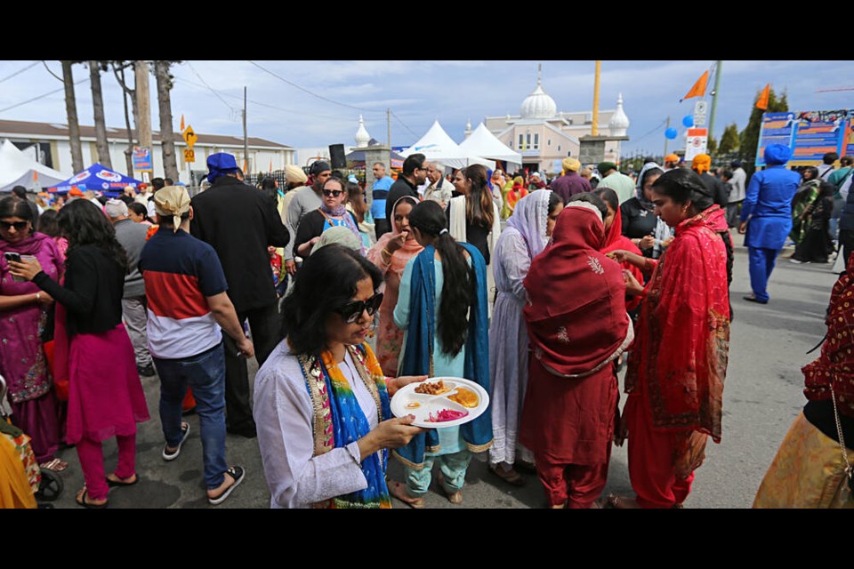 People gather in Victorias Burnside-Gorge neighbourhood on Sunday for Vaisakhi celebrations. ADRIAN LAM, TIMES COLONIST April 30, 2023 