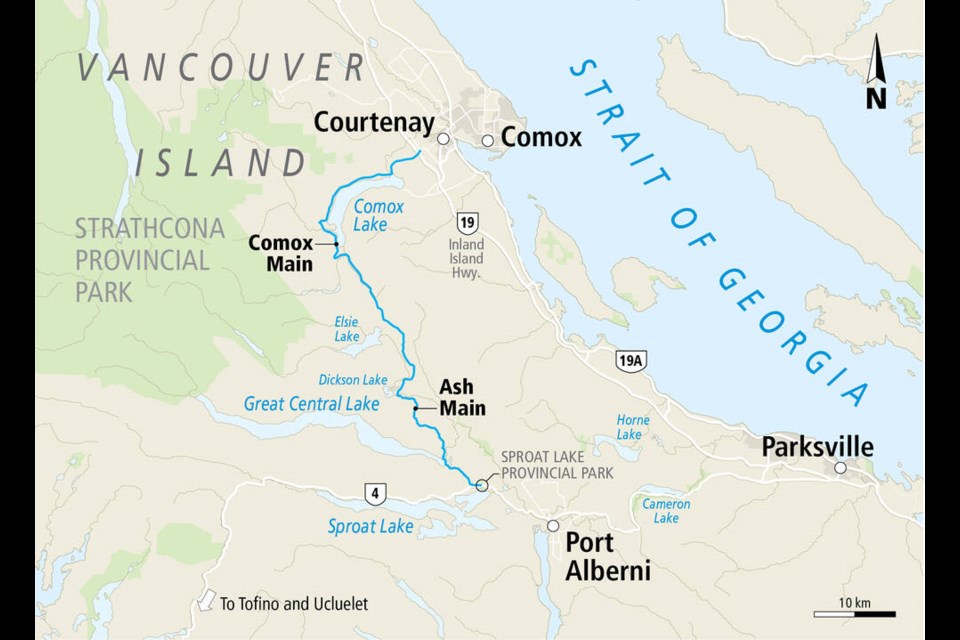 Map of Comox Main and Ash Main. TIMES COLONIST 