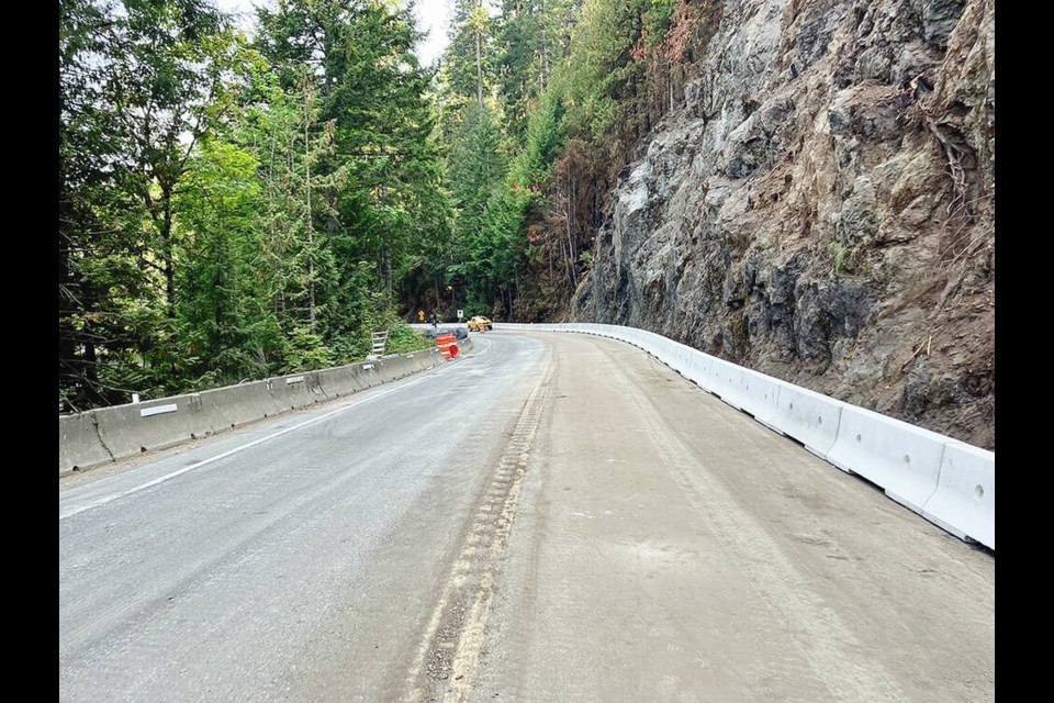 Highway 4 on Thursday morning after rock scaling on the cliff sides and roadwork was completed. MINISTRY OF TRANSPORTATION AND INFRASTRUCTURE 