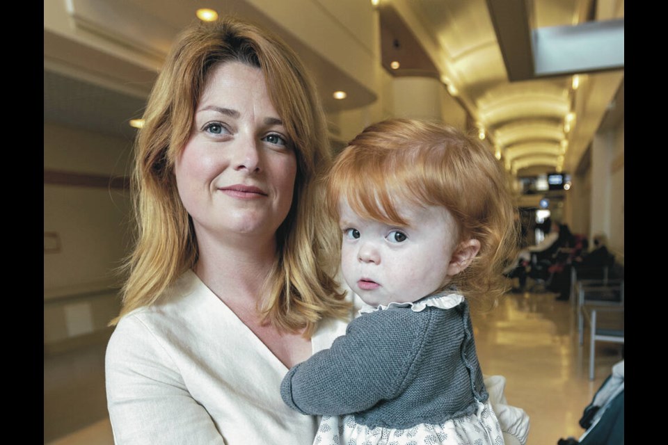 Sophie Shackleton and her two-year-old daughter Odette at the ­Victoria Hospitals Foundation’s launch of its latest campaign.  