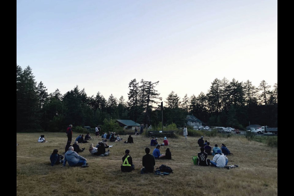 Citizen scientists take part in the annual bat count at Elk/Beaver Lake Park in June 2023.
