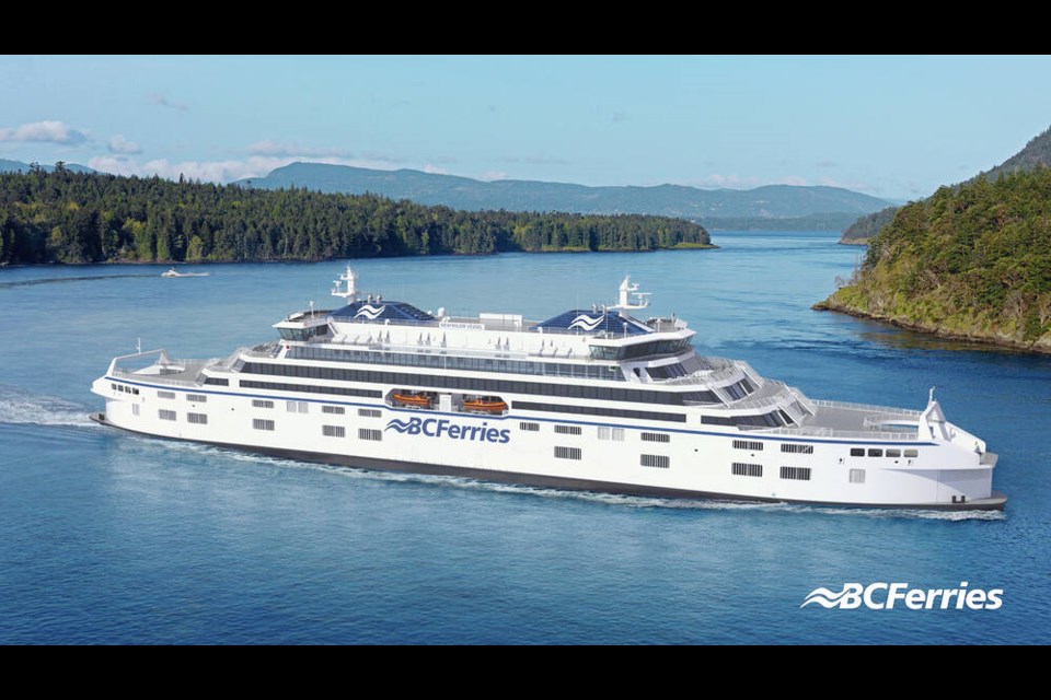 A concept design for new major B.C. Ferries vessels to replace the C-class ferries now in service. VIA B.C. FERRIES 