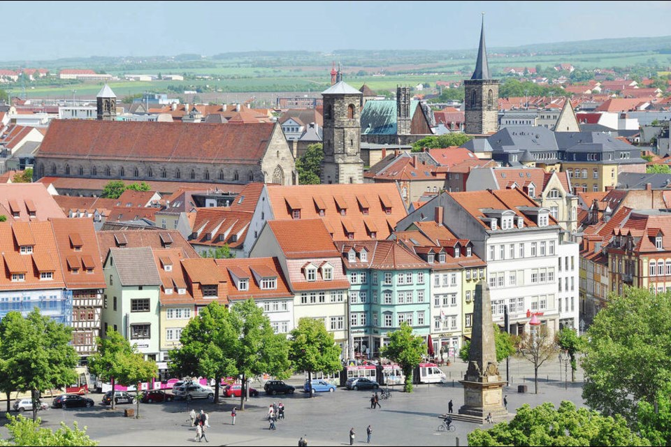 Erfurt’s half-timbered, many-steepled medieval townscape makes the town an inviting destination. CAMERON HEWITT 