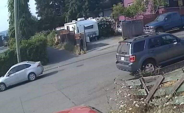 Nanaimo RCMP released this photo of a man suspected of starting a fire in an alleyway behind 100 Nicol St. VIA NANAIMO RCMP 