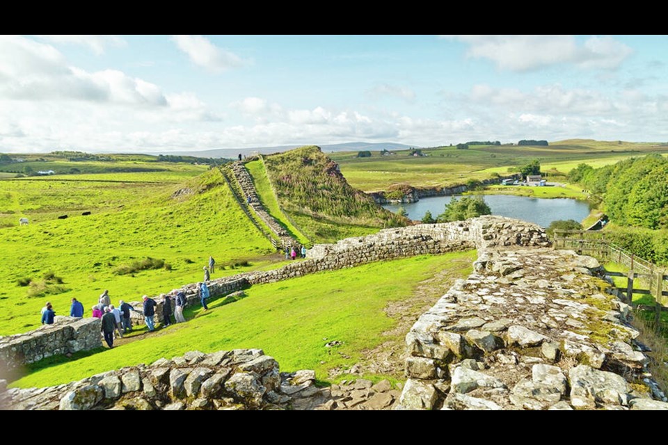 You can hike among the impressive Roman ruins of Hadrian’s Wall. DOMINIC ARIZONA BONUCCELLI 