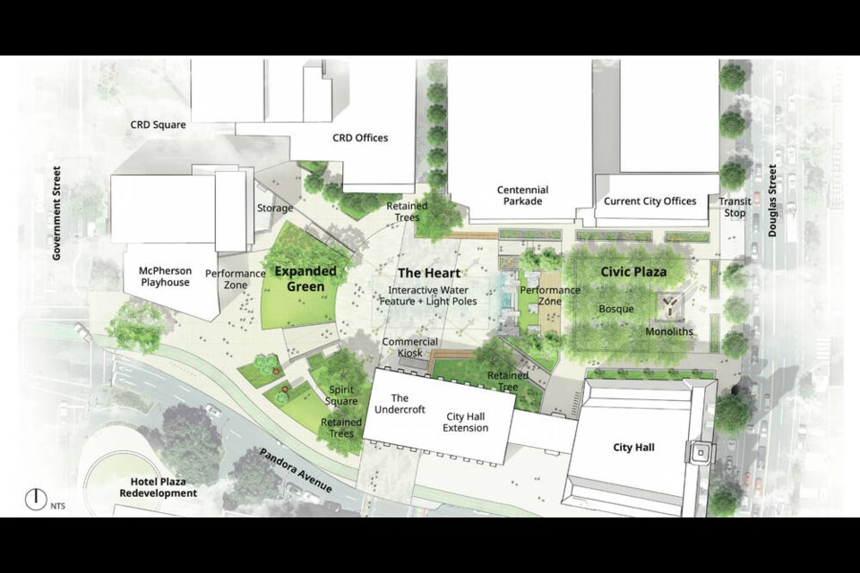 The plan for Centennial Square that is being considered by Victoria city council. VIA CITY OF VICTORIA 