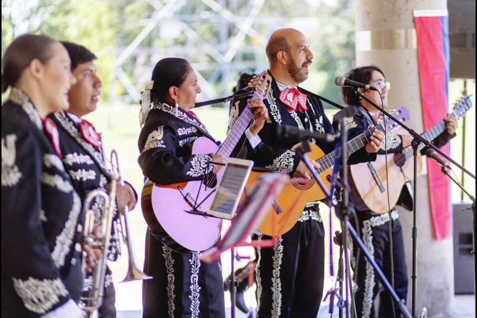 Mariachi Sin Frontera perform at the Hispanic Picnic at Beckwith Park in Saanich on Saturday. The event was hosted by the Vancouver Island Hispanic Network Society, an organization dedicated to celebrating and promoting Hispanic culture and heritage on Vancouver Island. DARREN STONE, TIMES COLONIST 