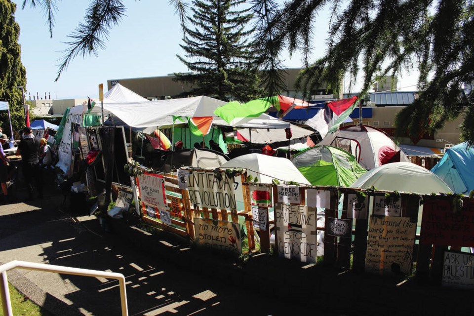 A pro-Palestine encampment at Vancouver Island University in Nanaimo on July 15, four days after protesters were ordered to leave. SUBMITTED 